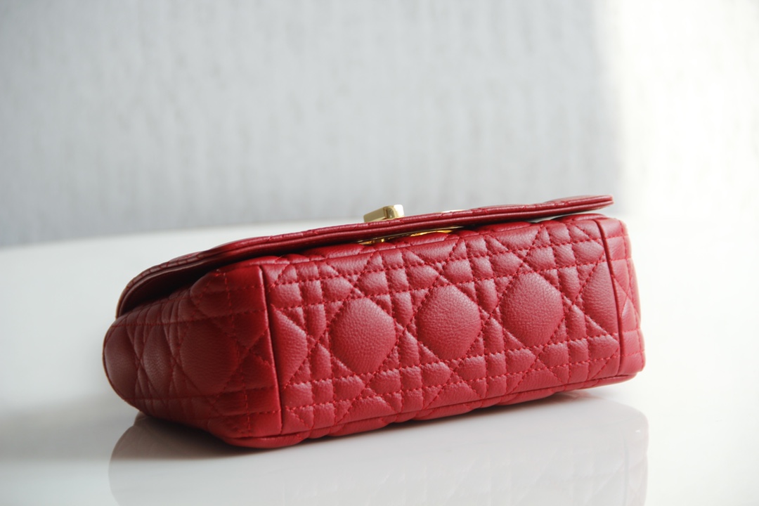 Small Dior Caro Bag Red Supple Cannage Calfskin